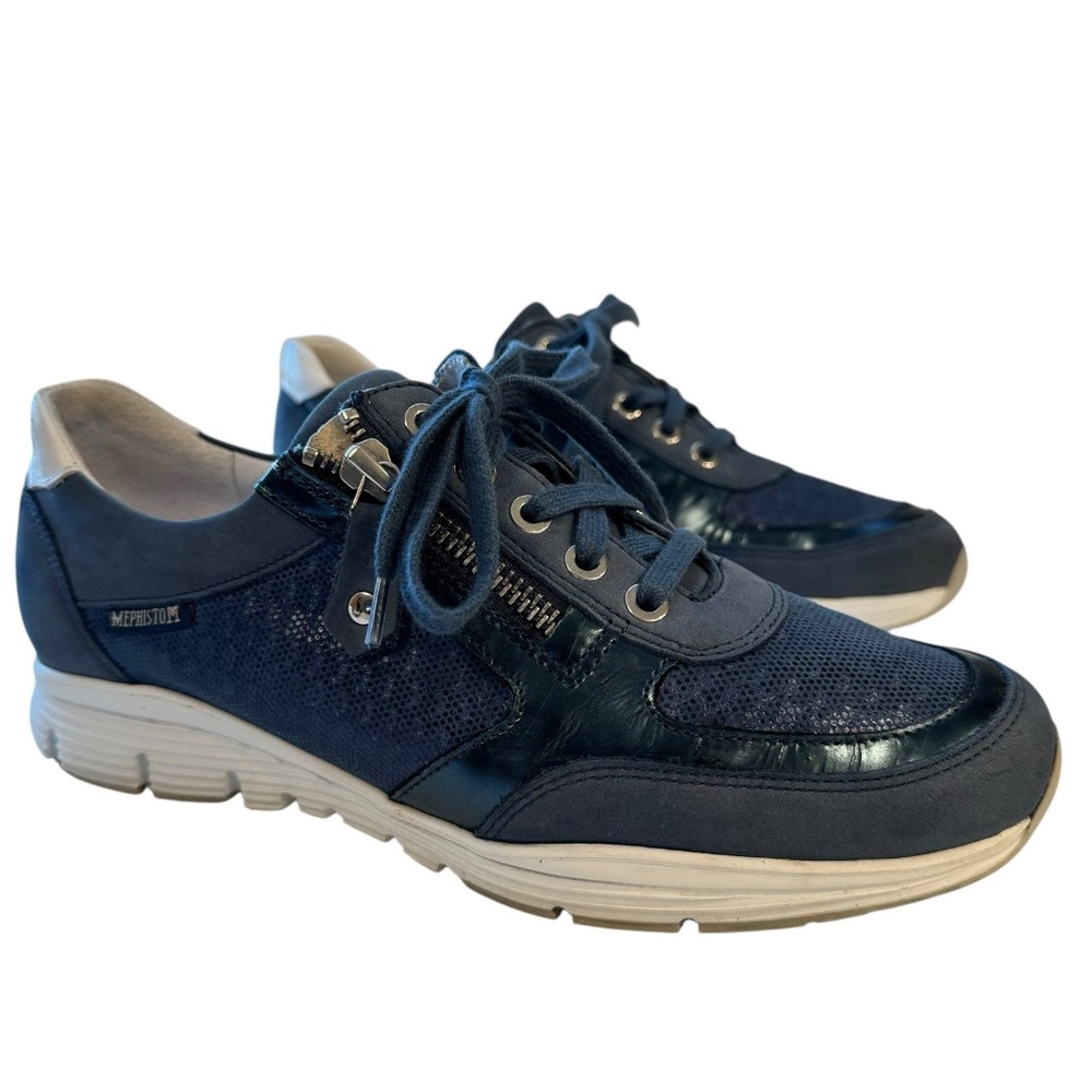 Méphisto Runoff Ylona Walking Leather Blue Leather Shoes Zipper Women's Size 7